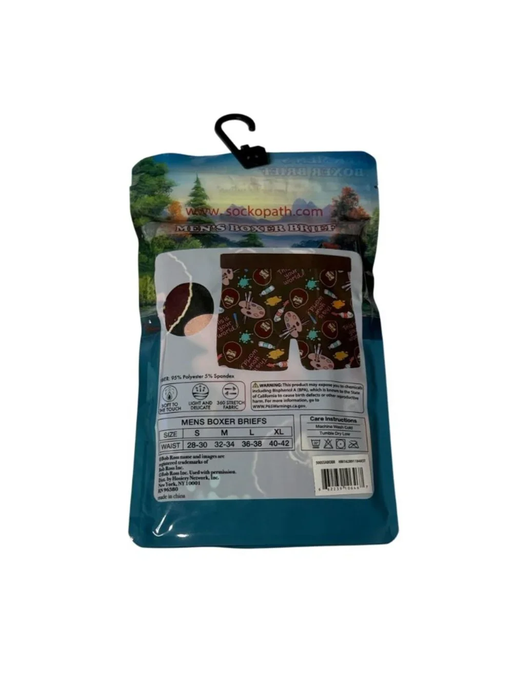Bob Ross Men's Large Painting Graphic Novelty Boxer Briefs NWT